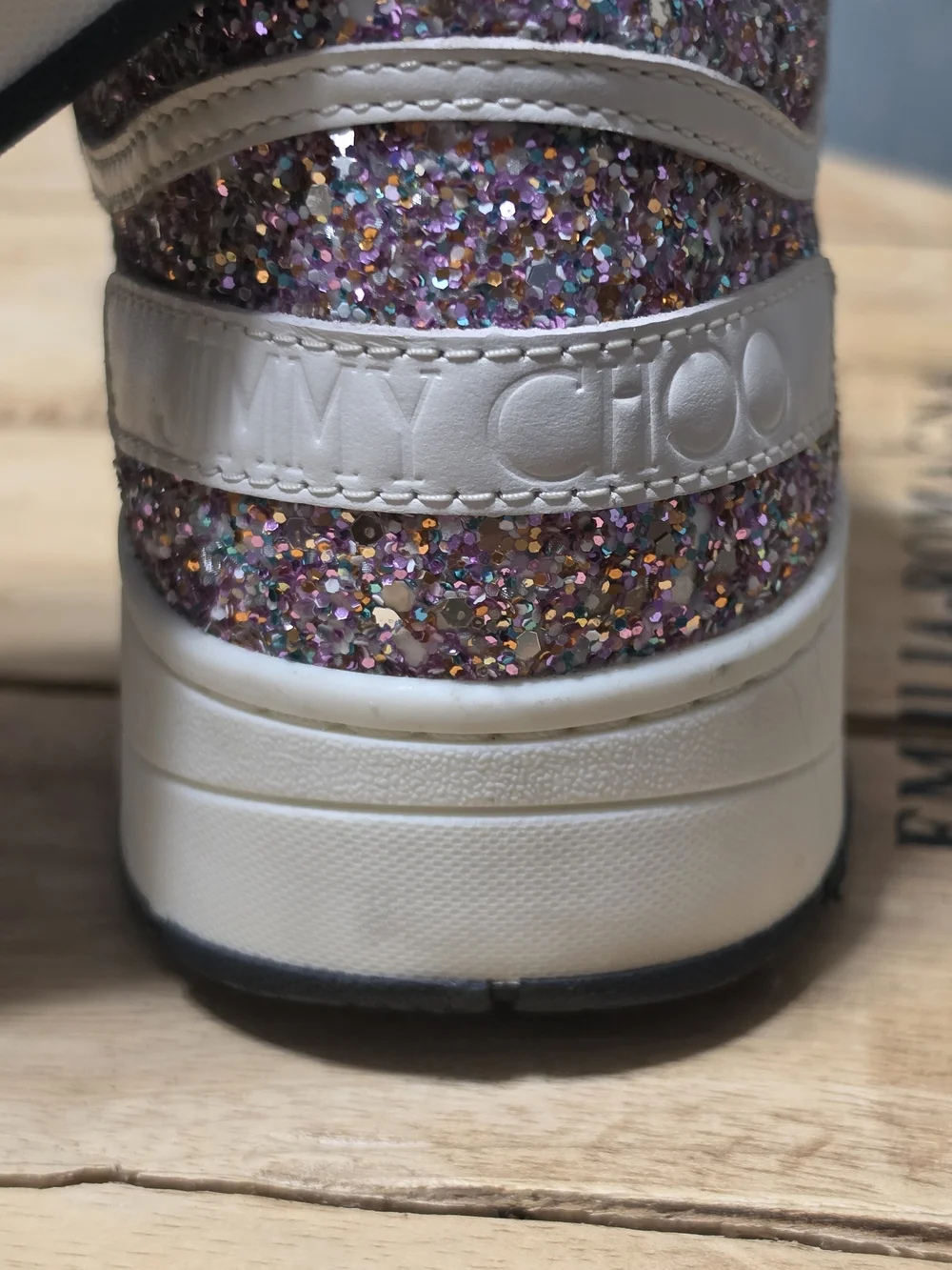 Jimmy Choo Glitter Low-Top Sneakers in Pink, Purple and Cream